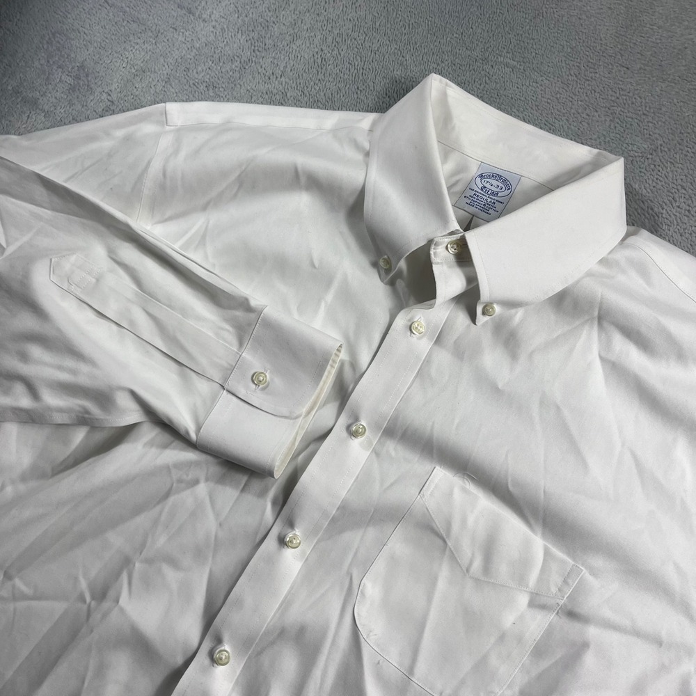Brooks Brothers Mens 17.5 33 Regular Fit Non-Iron Supima Cotton Shirt White